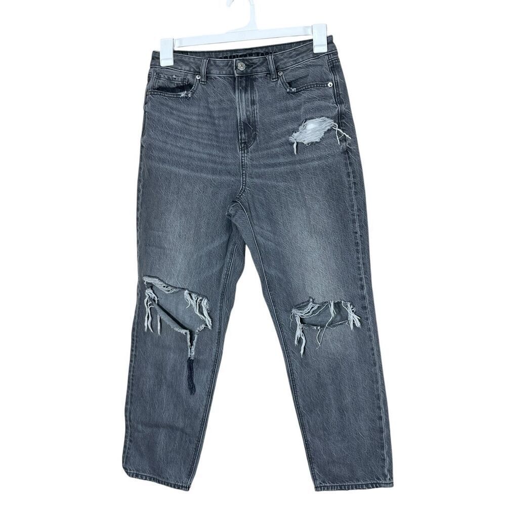 American Eagle Gray‎ Distressed Mom Jeans Size 10 short